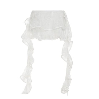 Self tie lace ruffle mini skirt
