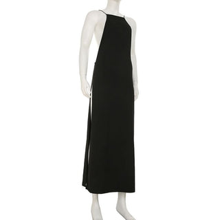 Backless o ring high slit cami maxi dress