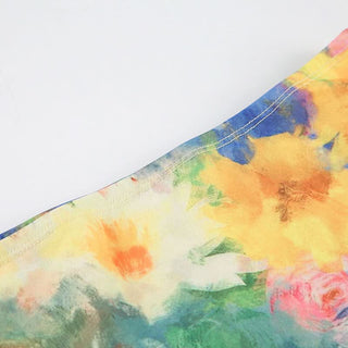 Flower print contrast mesh maxi skirt