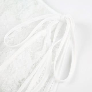 Self tie lace ruffle mini skirt