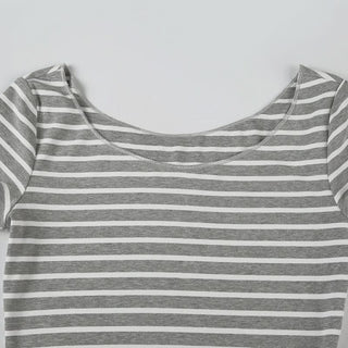 Striped print off shoulder short sleeve top