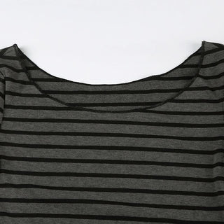 Striped print off shoulder short sleeve top