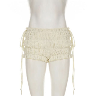 Smocked ruched self tie top