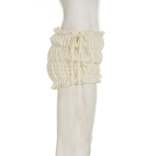 Smocked ruched self tie top