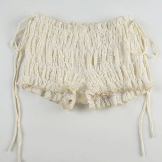 Smocked ruched self tie top