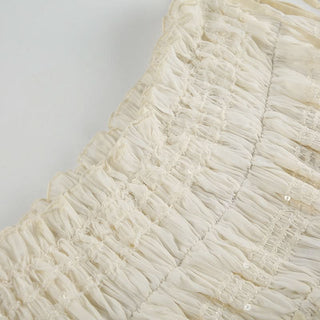 Smocked ruched self tie top