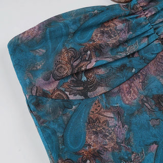 Contrast o ring ruffle halter beaded top