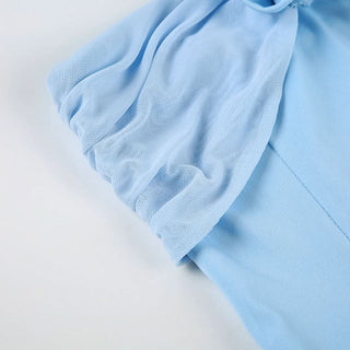 Halter flower applique ruffle mini dress