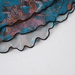 Contrast o ring ruffle halter beaded top