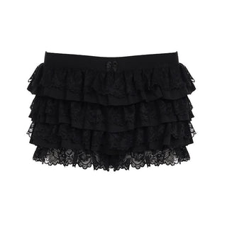 Bowknot ruffle lace hem short pant