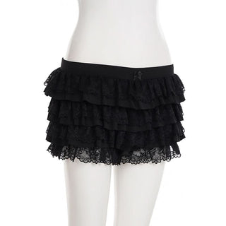 Bowknot ruffle lace hem short pant