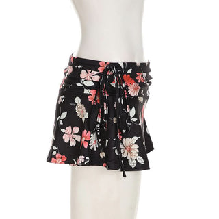 Flower ruched self tie short pant