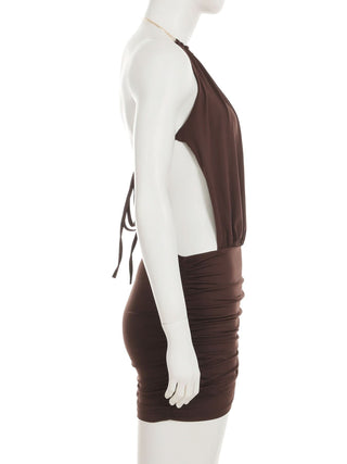 Backless o ring ruched mini dress