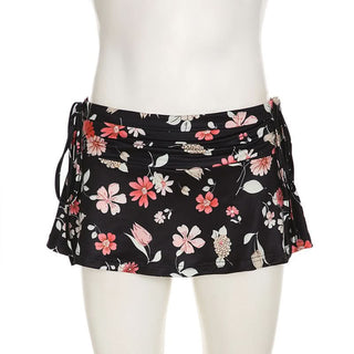 Flower ruched self tie short pant
