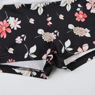 Flower ruched self tie short pant