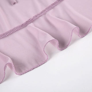 Long sleeve v neck ruffle mesh self tie top