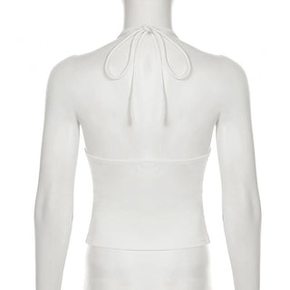 Halter lace up self tie solid top