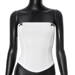 Bowknot solid backless tube top