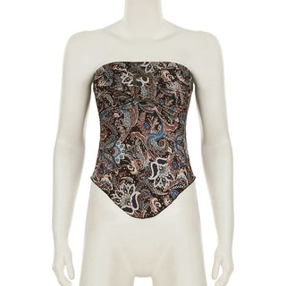 Contrast abstract buckle tube top