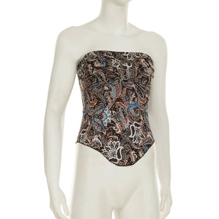 Contrast abstract buckle tube top