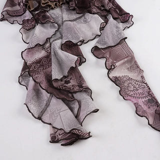 Contrast ruffle mesh cami midi dress