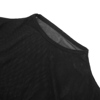 Mesh patchwork cap sleeve crewneck corset top