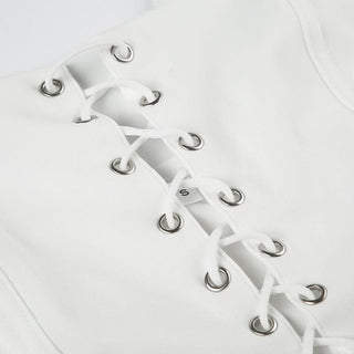 Halter lace up self tie solid top