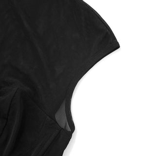 Mesh patchwork cap sleeve crewneck corset top