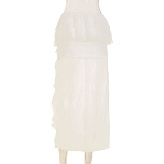 Long sleeve lace v neck ruffle maxi skirt set