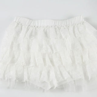 Lace A line ruched mini skirt