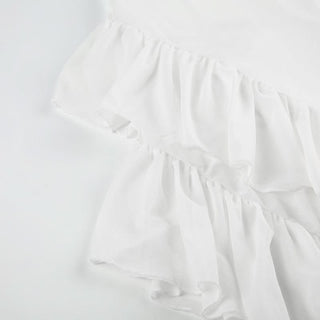 Halter ruffle irregular self tie maxi dress