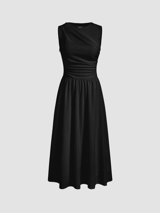 Round Neckline Ruched Maxi Dress