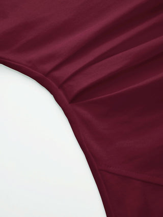 Cotton-blend Boat Neck Ruched Asymmetrical Hem Tee