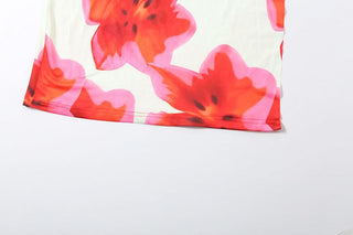 Self tie halter flower print hollow out cut out maxi dress