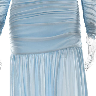 Off shoulder ruched long sleeve mesh zip-up maxi dress