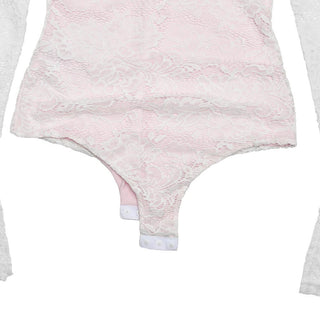 Long sleeve lace hollow out self tie bodysuit
