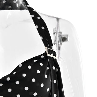 Polka dot halter buckle backless top