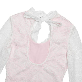 Long sleeve lace hollow out self tie bodysuit