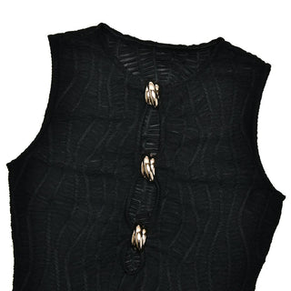 Sleeveless metal applique hollow out cut out mini dress