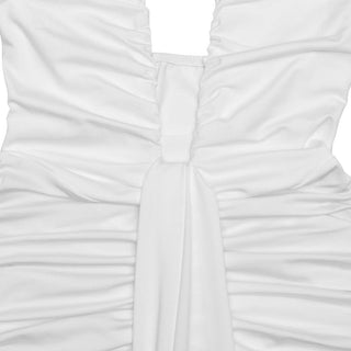 Deep v neck ruched backless maxi dress