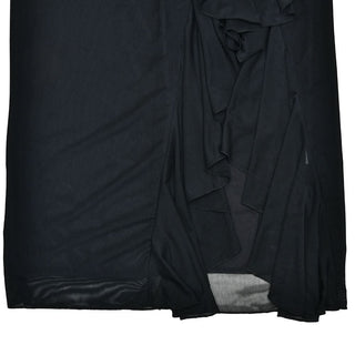 One shoulder ruffle slit mesh maxi dress