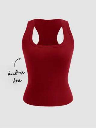 Built-in Bra Square Neck Tank Top