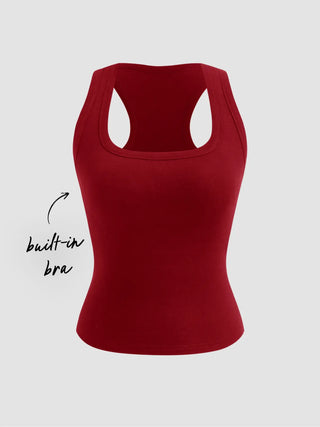 Built-in Bra Square Neck Tank Top