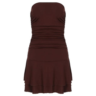 Ruched solid tube mini dress