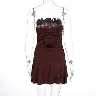 Ruched solid tube mini dress