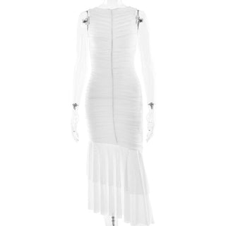 Ruched ruffle sleeve maxi dress