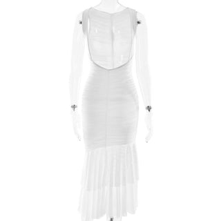 Ruched ruffle sleeve maxi dress