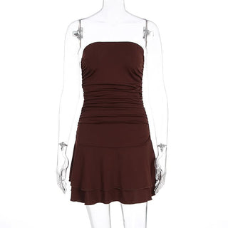 Ruched solid tube mini dress
