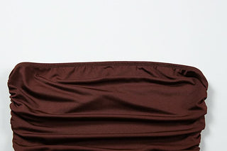 Ruched solid tube mini dress