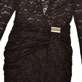 V neck long sleeve ruched lace romper